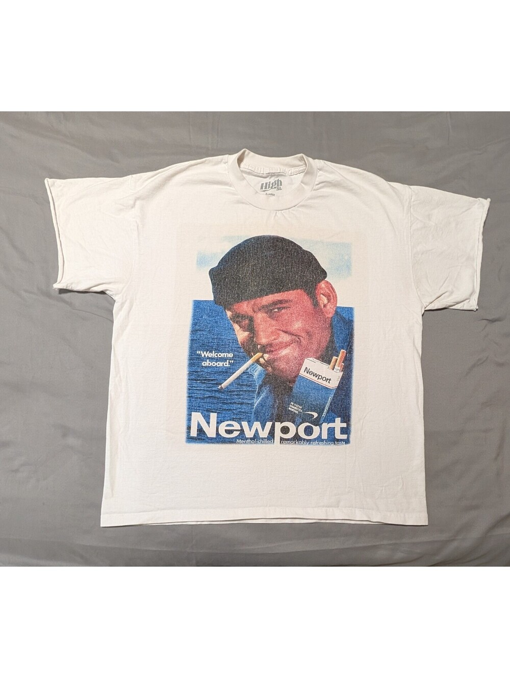 High St. Newport Cigarettes T Shirt Mens XL White Welcome Aboard Promo Tee USA